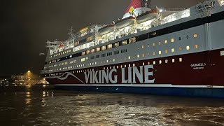 MS Viking Gabriella Departs A Dark Helsinki  Feat Silja Serenade [upl. by Yreffoeg620]