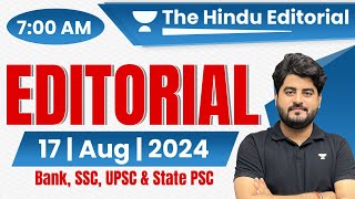 17 August 2024  The Hindu Analysis  The Hindu Editorial  Editorial by Vishal sir  Bank SSCUPSC [upl. by Jilleen24]