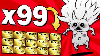 99 Rare Tickets vs SUPERFEST Battle Cats [upl. by Livesay]