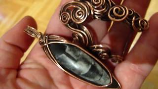 Copper Wire Wrapped Orthoceras Pendant by DeeArtist 2018 [upl. by Xet]