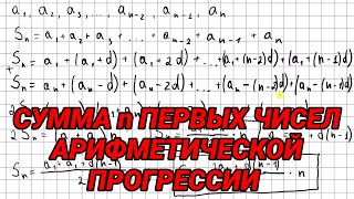 Сумма n первых чисел арифметической прогрессии  алгебра 9 класс [upl. by Ricker]