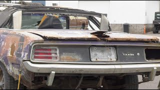 RUST IN PIECES1970 CUDA CONVERTIBLE AND ALL KINGS HORSES RUSTIEST RAG TOP WEVE EVER DONE [upl. by Llenwad776]