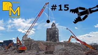 spectacular Dragline with wrecking ball Liebherr HS 895 bringing down office building [upl. by Keely297]