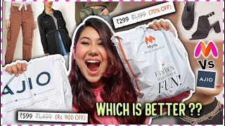 MYNTRA Vs AJIO ⚡️ Shopping Challenge  ThatQuirkyMiss [upl. by Aruol505]