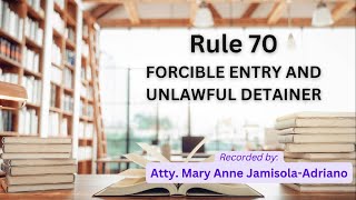 Audio Rules of Court Rule 70  Forcible Entry and Unlawful Detainer [upl. by Pamelina]