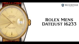 Mens Rolex TwoTone 18KSS Datejust Watch Gold Champagne Dial 16233 [upl. by Llemhar]