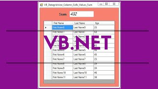 VBNET Tutorial  How To Get The Sum Of DataGridView Column Values Using VB NET  With Code [upl. by Akimal210]