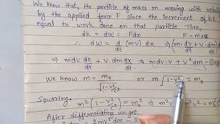 Derivation of mass energy equivalence BSC PHYSICS [upl. by Nancee]