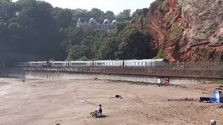 Cross Country Voyager passes Coryton Cove on the seawall at Dawlish [upl. by Odlareg385]