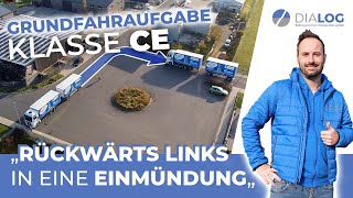 Grundfahraufgabe CE  Drehschemel  Rückwärts links in eine Einmündung  DIALOG BZ [upl. by Geier]