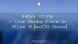 How to fix it  Code Signing Error on XCode 8 macOS Sierra [upl. by Ajiam992]