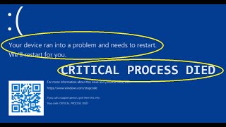 Your PC ran into problem and needs to restart CRITICAL PROCESS DIED [upl. by Ajed]