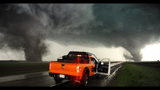 Twin tornadoes  Uncut gopro footage from Pilger Nebraska [upl. by Sirraf]