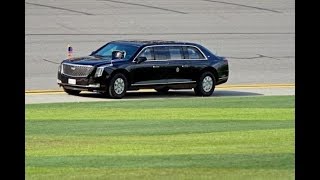 Donald Trump Takes A Lap Around Racetrack In His Armoured Limo ‘The Beast’ To Open Daytona 500 Race [upl. by Ideih]