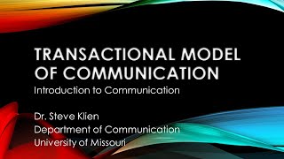 The Transactional Model of Communication [upl. by Aicined989]