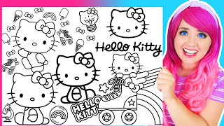 Coloring Hello Kitty Rainbows Ice Cream Roller Skate Scientist amp Buttons Coloring Pages [upl. by Ahsinnek]