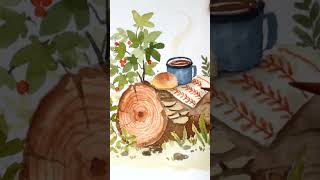 Cozy Woodland Still Life Full Watercolor Tutorial 👆🏻 [upl. by Eseila]