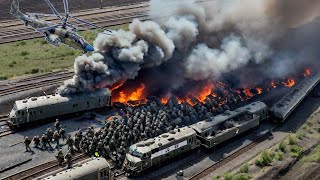 A US train carrying 70 tanks was destroyed by a Russian KA52 missile before arriving in Ukraine [upl. by Rednas]