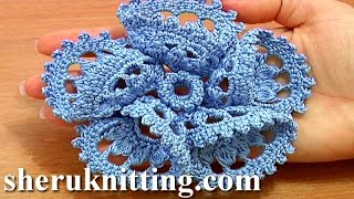 3D Five Folded Petal Flower to Crochet Part 2 of 2 Crochet Bell Center With Picots [upl. by Idac737]