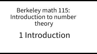 Introduction to number theory lecture 1 [upl. by Yral]