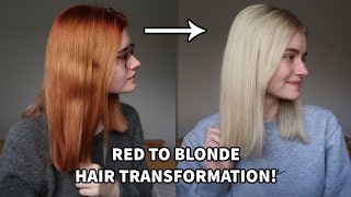 RED TO BLONDE HAIR TRANSFORMATION  Colour B4  lightening process [upl. by Flower]