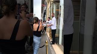 Cedric Grolet offering free samples to his many fans queued up outside the Opera location in Paris [upl. by Alric330]