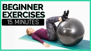 15 Minute Beginner Exercise Ball Workout Workout with Jordan [upl. by Katine]