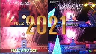 Campanadas 20202021  La 1  Antena 3  La Sexta  Telemadrid  Multipantalla  31122020 [upl. by Parnas]