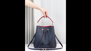 LV NEONOE MM BAG IN EPI LEATHER  INDIGO [upl. by Ahsimal898]