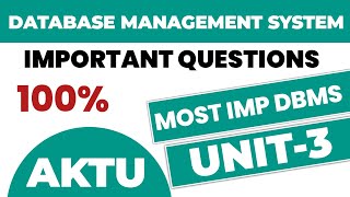 Database Management system unit 3 important questions aktu  DBMS important [upl. by Neelya]