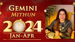 ♊ 2024 Jan  Apr Gemini Mithun Horoscope  मिथुन राशि जनवरी  अप्रैल 2024 राशिफल  Tarot Reading [upl. by Herwin]