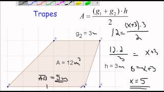 Areal rektangel parallellogram trapes trekant og sirkel [upl. by Otes]
