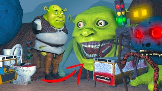 EVERYTHING TURNED INTO MONSTERS  SHREK TAPES HOUSE HEAD SCARY MOON BUS EATER TOILET MONSTER [upl. by Demetris]