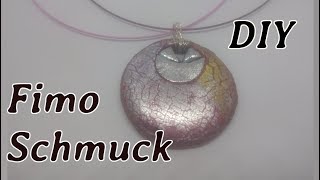 Eleganter Schmuck Anhänger mit Acryl gefärbt  DIY Collier Fimo Polymer Clay Pendant [upl. by Joete]