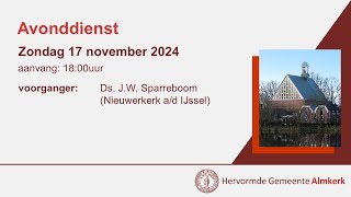 Avonddienst van zondag 17 november 2024  Hervormde gemeente Almkerk [upl. by Gaudette]