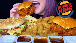 ASMR BURGER KING MUKBANG NO TALKING NEW SPICY CRISPY CHICKEN SANDWICH [upl. by Gallagher]