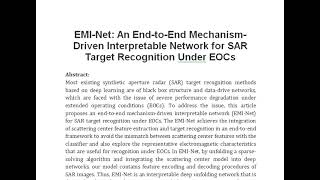 EMI Net An End to End Mechanism Driven Interpretable Network for SAR Target Recognition Under EOCs [upl. by Suiravaj]