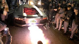 This Lamborghini Aventador is literally ON FIRE HUGE FLAMES [upl. by Bartolemo]