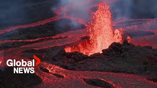 Mauna Loa volcano Aerial video shows stunning closeup view of eruption [upl. by Atikram]