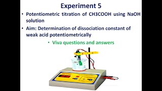 Experiment 5 Viva Determination of dissociation constant of weak acid potentiometrically [upl. by Eimas]