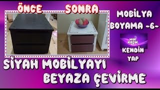 Mobilya boyama 6 siyah renkten beyaza mobilya boyama How To Paint Old Furniture [upl. by Alledi]