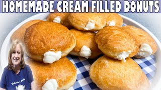 Homemade CREAM FILLED DONUTS Recipe  How to Make DONUTS  Best Cream Filling [upl. by Phip]