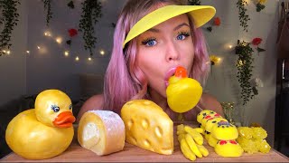 ASMR YELLOW FOOD EDIBLE RUBBER DUCKY TOM amp JERRY CAKE MARSHMALLOW KYO ROLL CAKE MUKBANG 먹방 [upl. by Anear929]