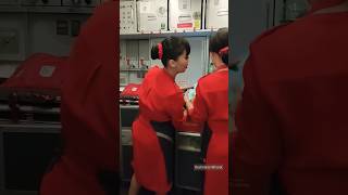 🌯✈️ Stewardesses replace remaining food on Airplane airlines airhostess destinationbharat flight [upl. by Yendis]