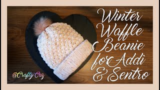 Original Winter Waffle Pattern Beanie Tutorial  Addi 46 and Sentro 48 Circular knitting machines [upl. by Hickey]