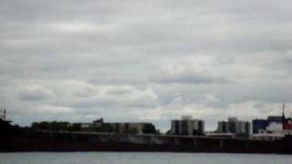 Steamer Quebecois sounding both Whistles 082209 [upl. by Alleinad]