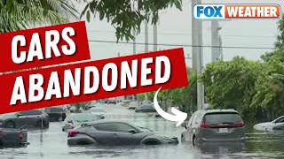 Neighborhoods Flooded Vehicles Abandoned Amid Severe Flash Flooding In Miami [upl. by Tirreg517]