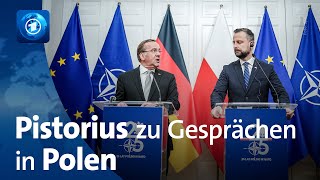 Pistorius in Polen zu Gesprächen über gemeinsame Unterstützung der Ukraine [upl. by Ecitnirp]