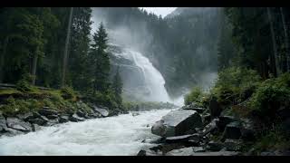 Calming Powerful Mountain Waterfall and River Relaxing Nature Sounds 10 Hours 4K White Noise [upl. by Teria]