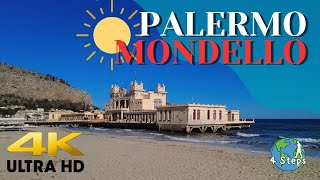 ▌4K 60fps ▌PALERMO Sunny Walking Tour  The Charm of Mondello Sicily Even in the Winter [upl. by Dinah948]